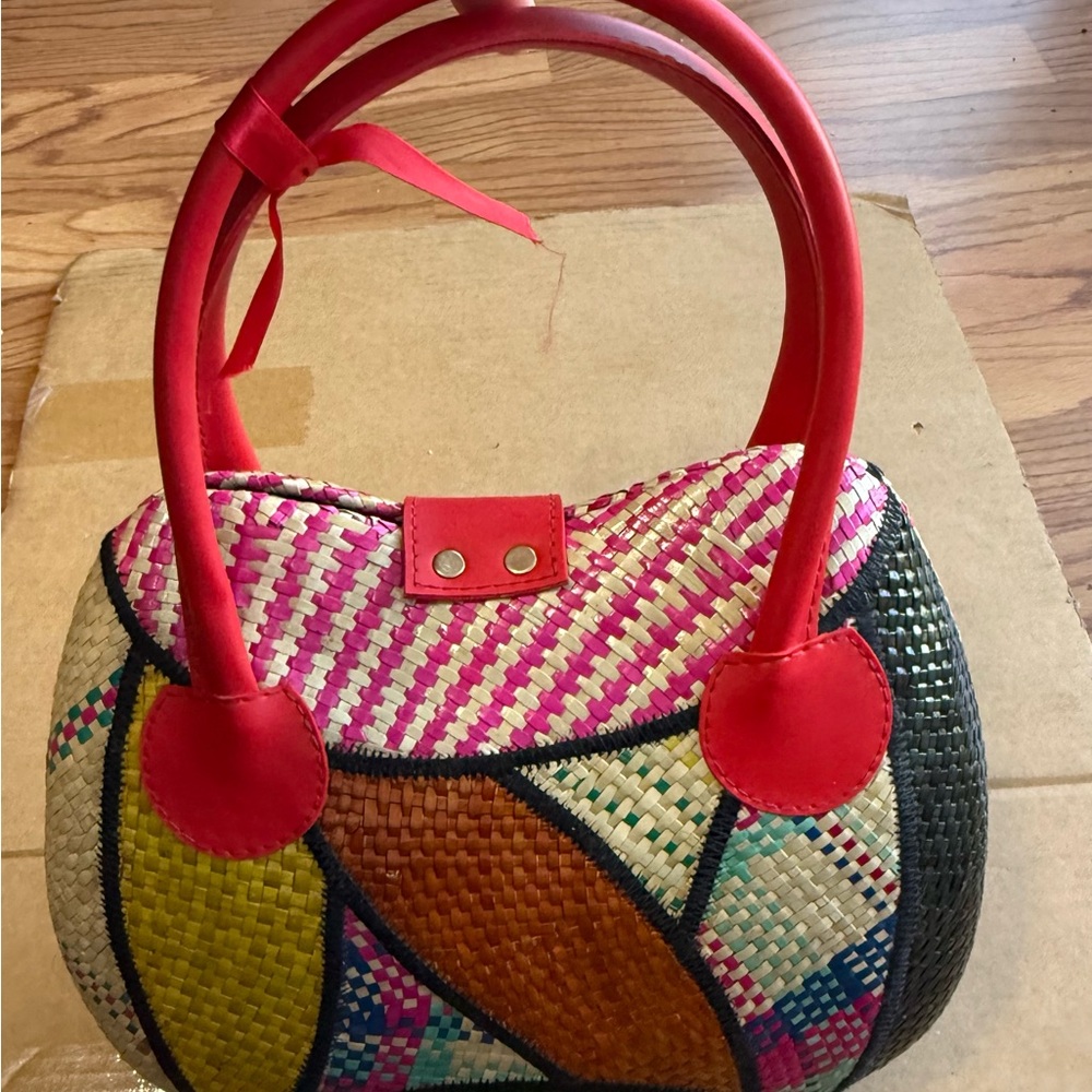 Source Unknown Multicolor Woven Shoulder Bag with… - image 3